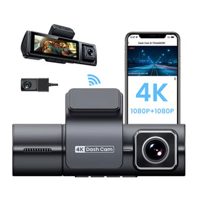 Free 64gb memory card with 3 channel 4K Dashcam night vision App control best camera for Rideshare