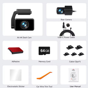 4K 2 channel Dashcam best camera for All cars not installation included